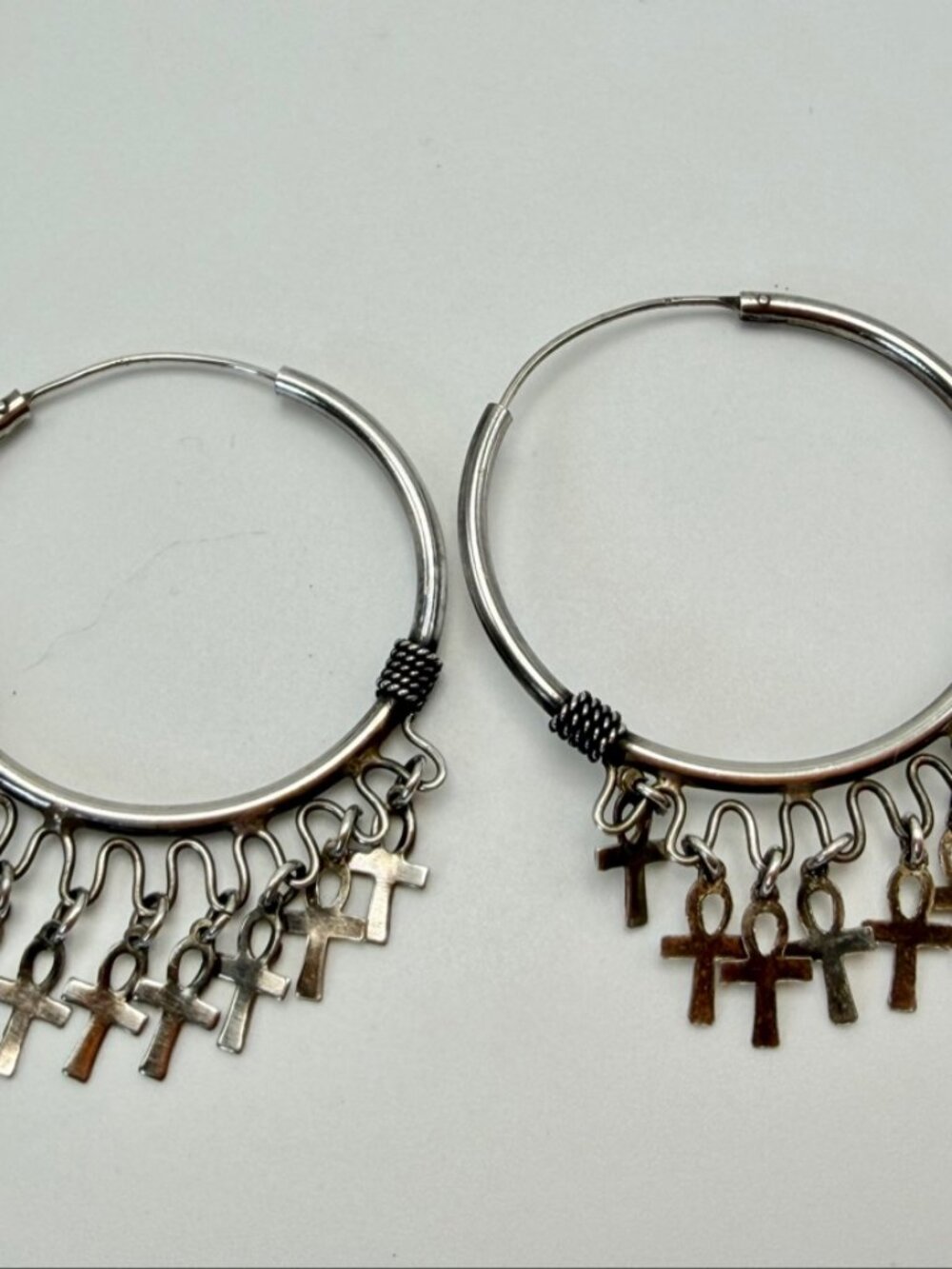 Sterling Silver Gothic Cross Hoop Earrings – Rocker Biker
